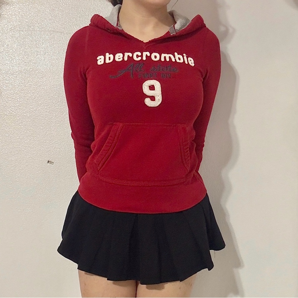 Red Abercrombie hoodie sweater sweatshirt long sleeve top